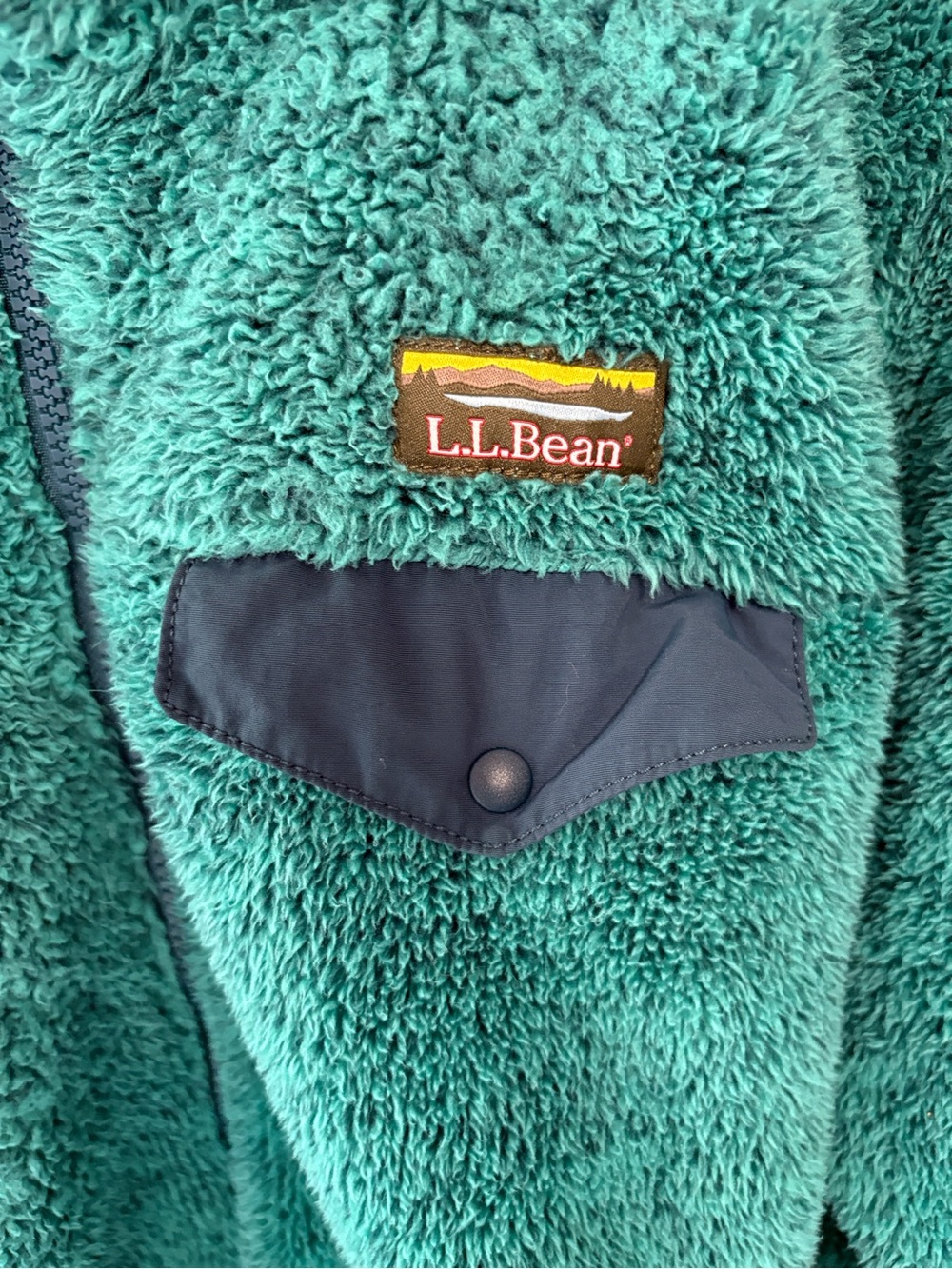 L.L. Bean Hi-Pile Sherpa Fleece Full-Zip Jacket XL Teal Green Gorpcore Cozy - Picture 3 of 10